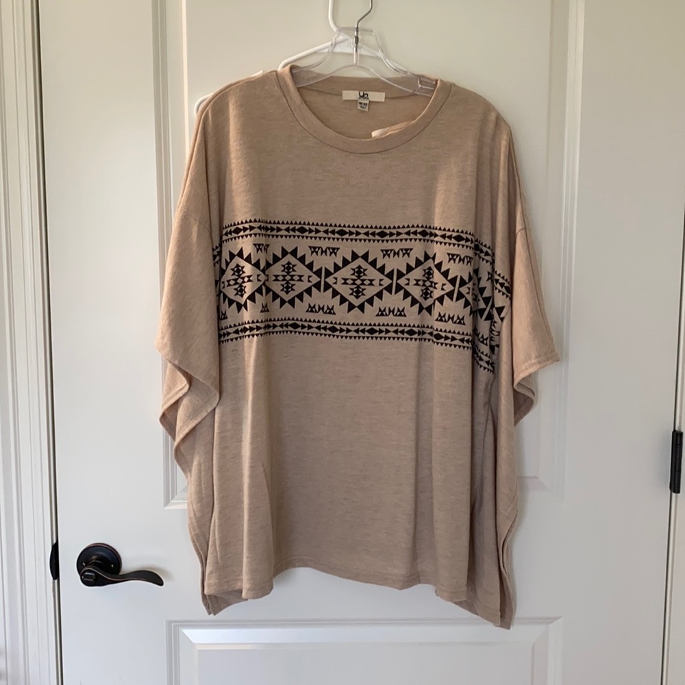 One size fits all Aztec poncho top